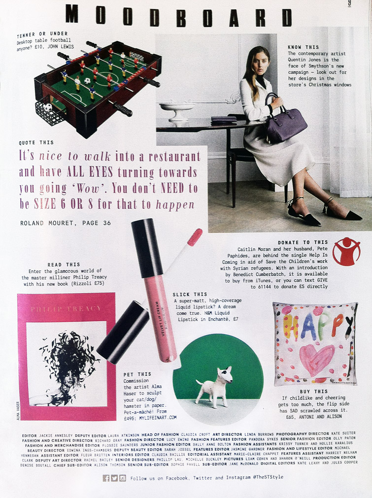 Mâché me a Pet by Alma Haser in MOODBOARD, Style, The Sunday Times 4.11.2015